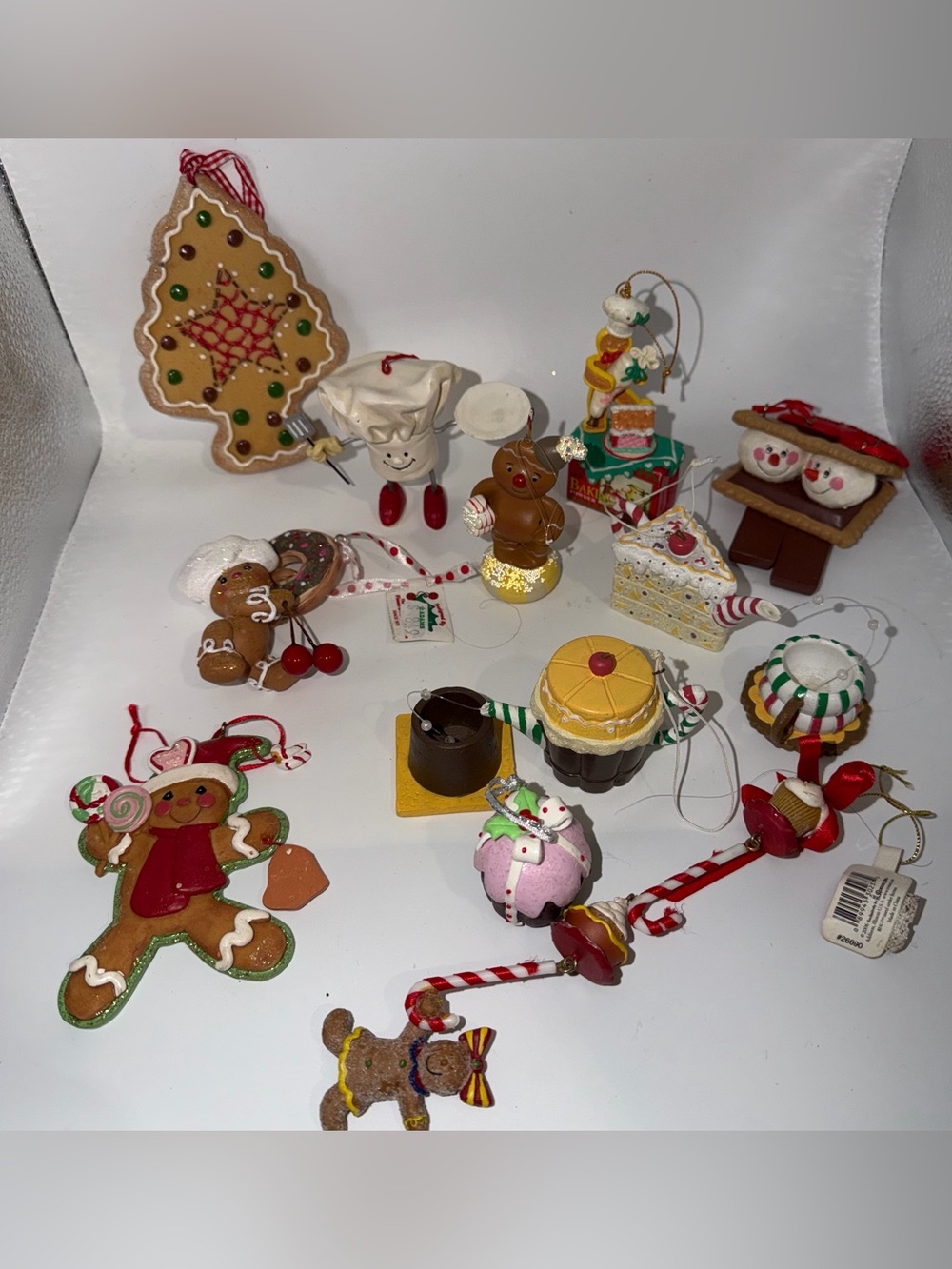 Gingerbread , hot cocoa , S’mores and sweets ornaments